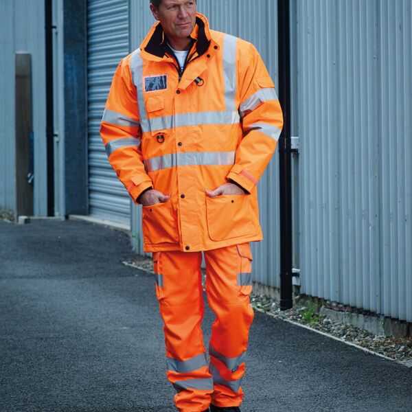 Hi-vis polycotton cargo trousers with kneepad pockets (HV018T/3M) Thumbnail