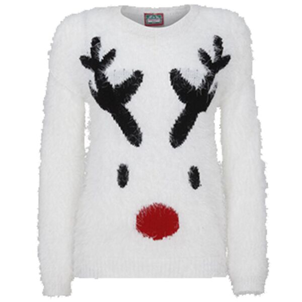 Soft Yarn Reindeer Womens Christmas Jumper Thumbnail